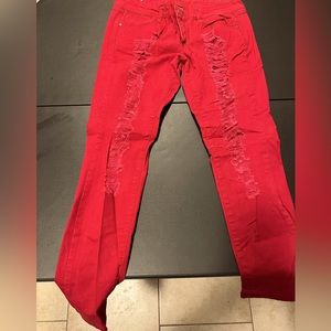 Dollhouse red distressed pants